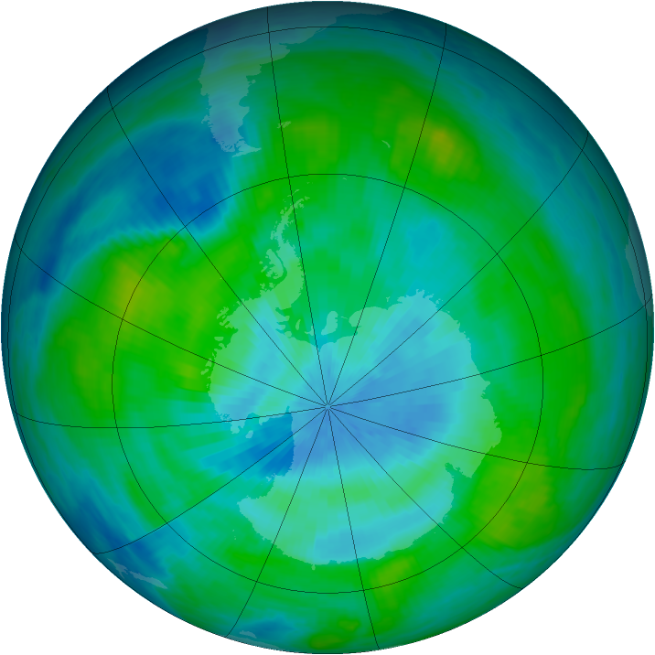 Antarctic ozone map for 07 March 1981